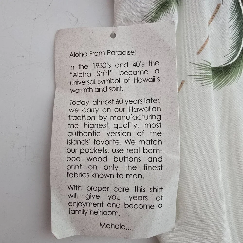 Paradise Found Women's Vintage Hawaiian Dress Rayon Large White‎ Long Sleeveless